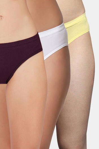 Buy Bleeding Heart Medium Rise Full Coverage Bikini Panty (Pack of 3) - Multicolor